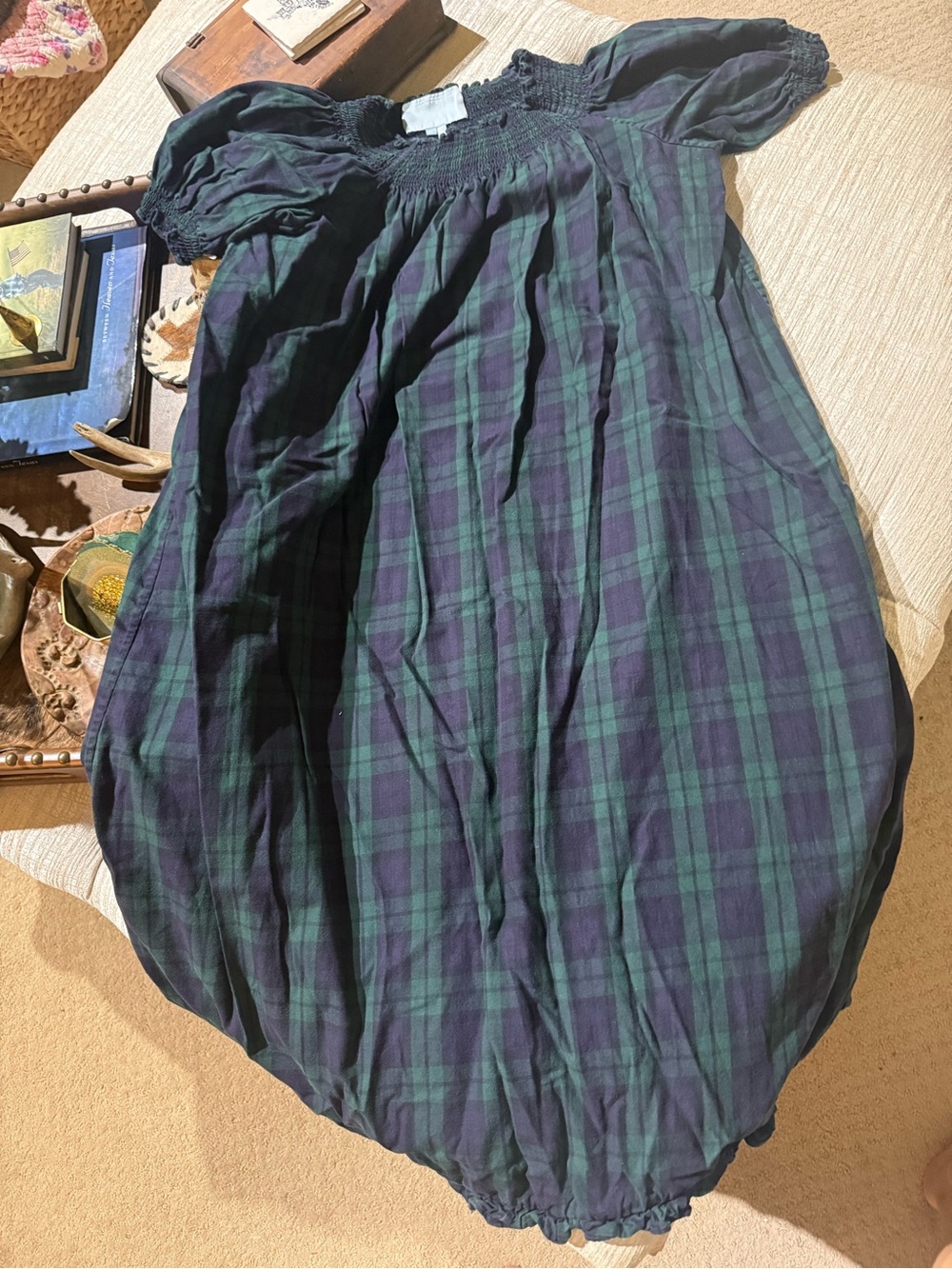 Hill House Plaid Nap Dress in Green and Navy Plaid